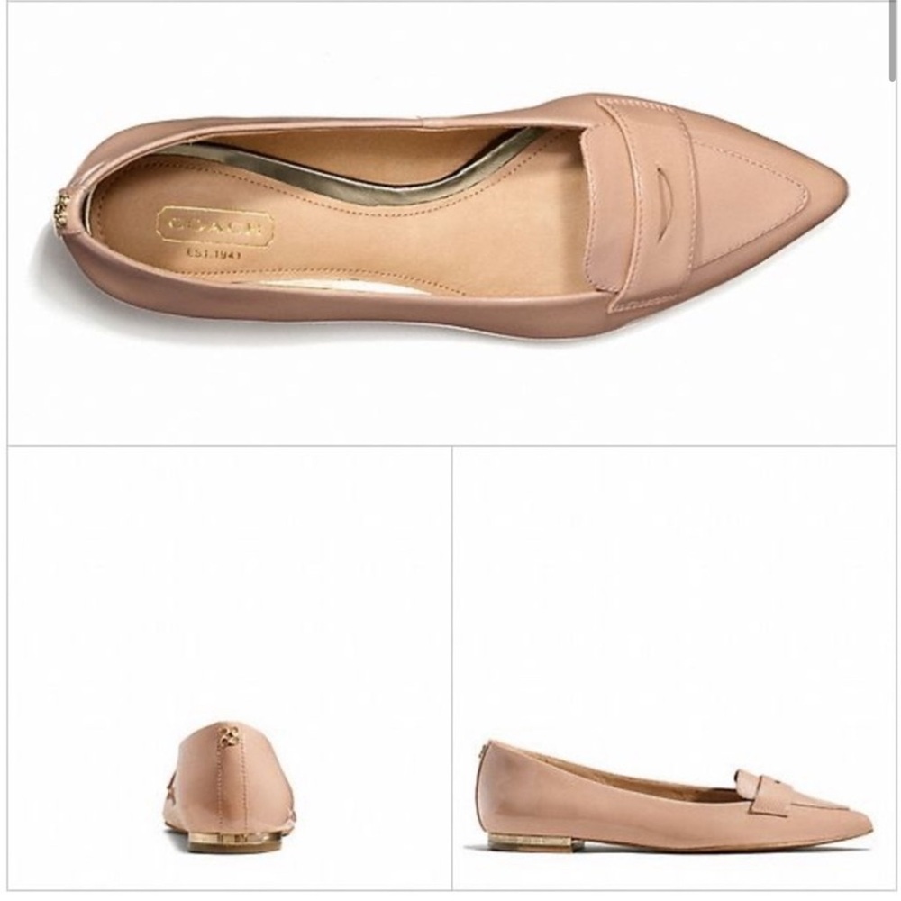 Coach‎ Women’s Loafer Tan Size 6.5B Patent Leather Tabitha Penny Loafer Low Flat